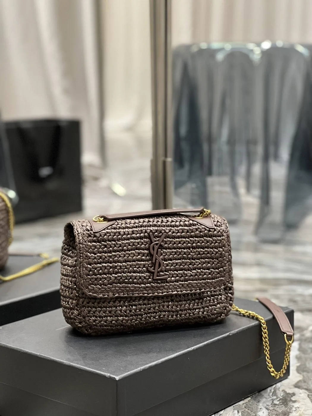 Saint Laurent Niki Baby Chain Bag Dark Brown - Image 3