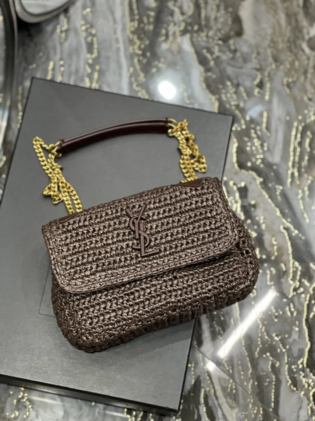 Saint Laurent Niki Baby Chain Bag Dark Brown - Image 4