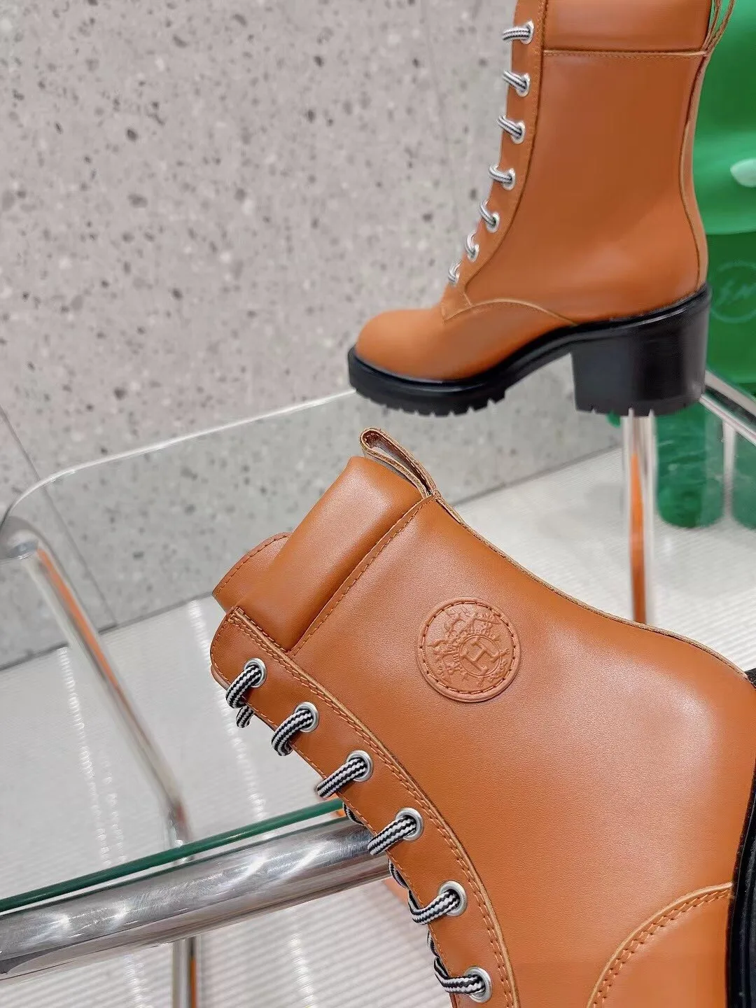 Hermes Bridge Ankle Boots Brown - Image 5