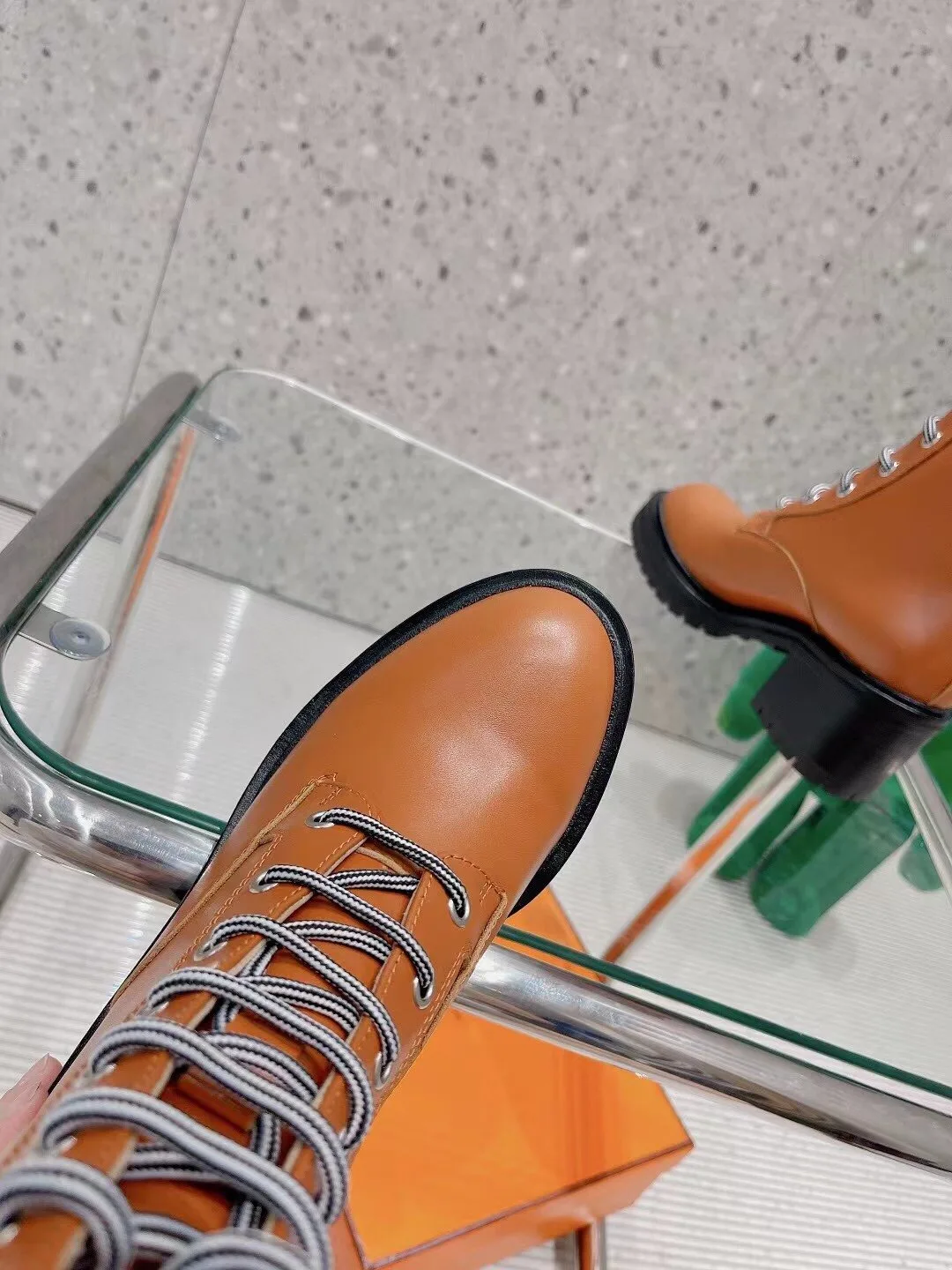 Hermes Bridge Ankle Boots Brown - Image 4