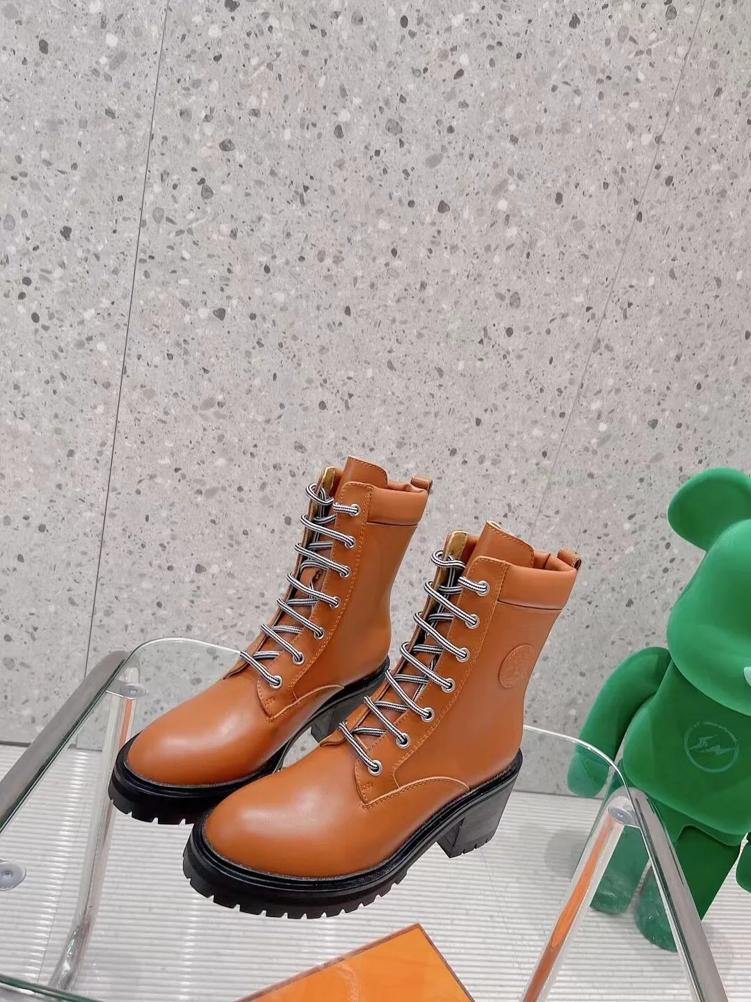 Hermes Bridge Ankle Boots Brown - Image 3