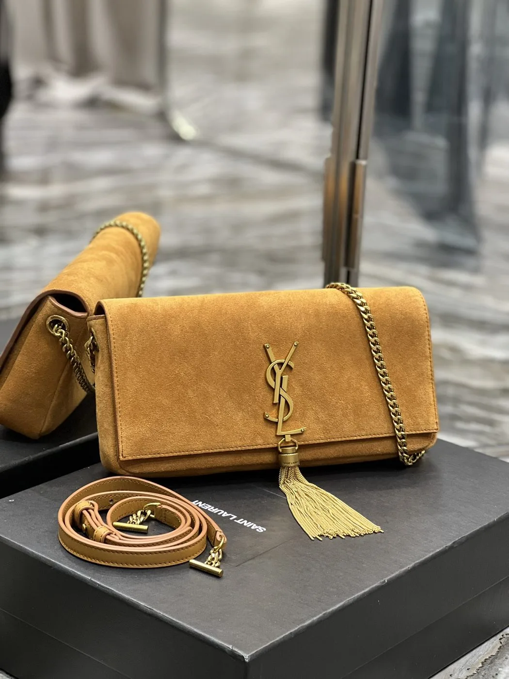 Saint Laurent Kate 99 Chain Bag With Tassel Brown - Image 5