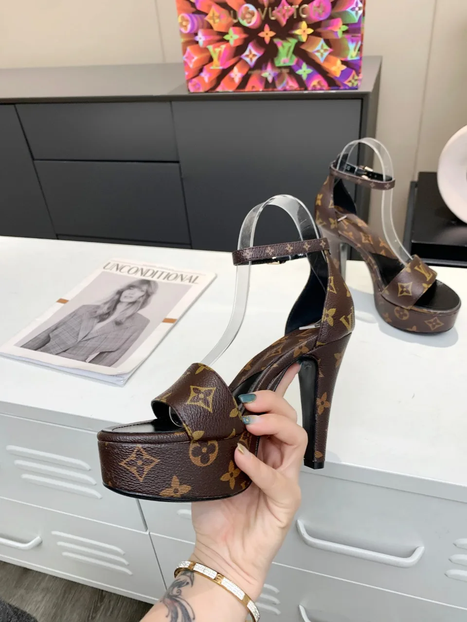 Louis Vuitton Women’s Afterglow Platform Sandal Black And Brown - Image 9