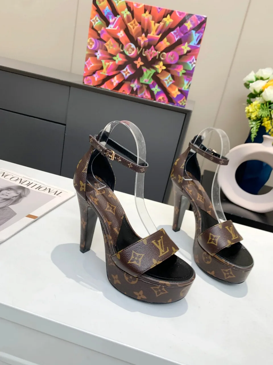 Louis Vuitton Women’s Afterglow Platform Sandal Black And Brown - Image 8