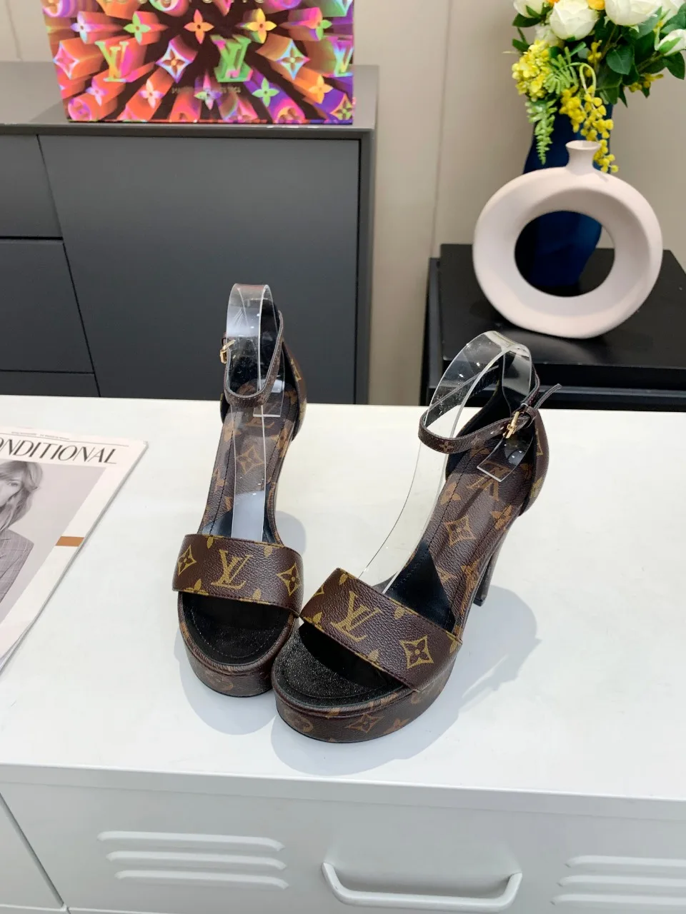 Louis Vuitton Women’s Afterglow Platform Sandal Black And Brown - Image 7