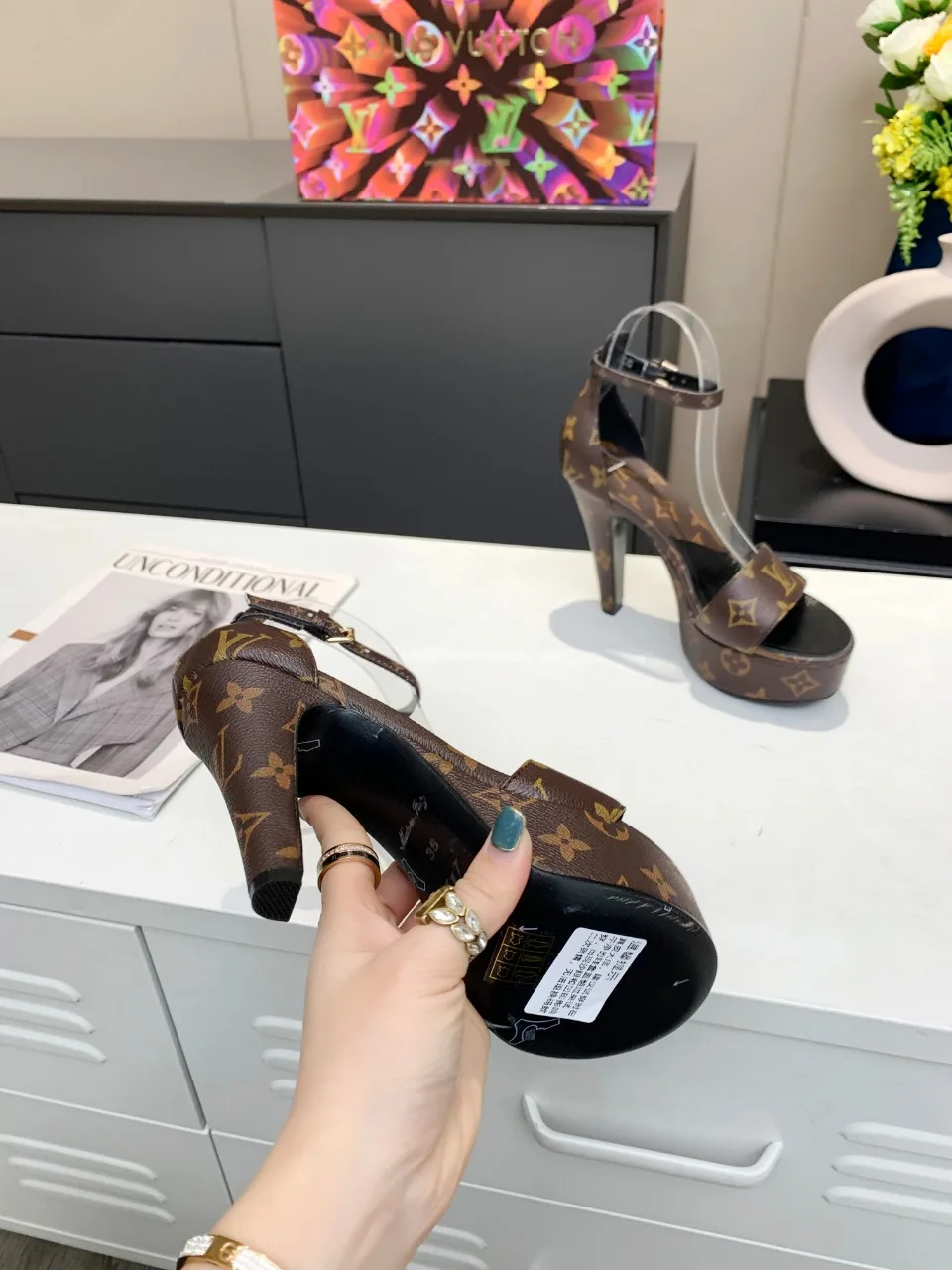 Louis Vuitton Women’s Afterglow Platform Sandal Black And Brown - Image 6