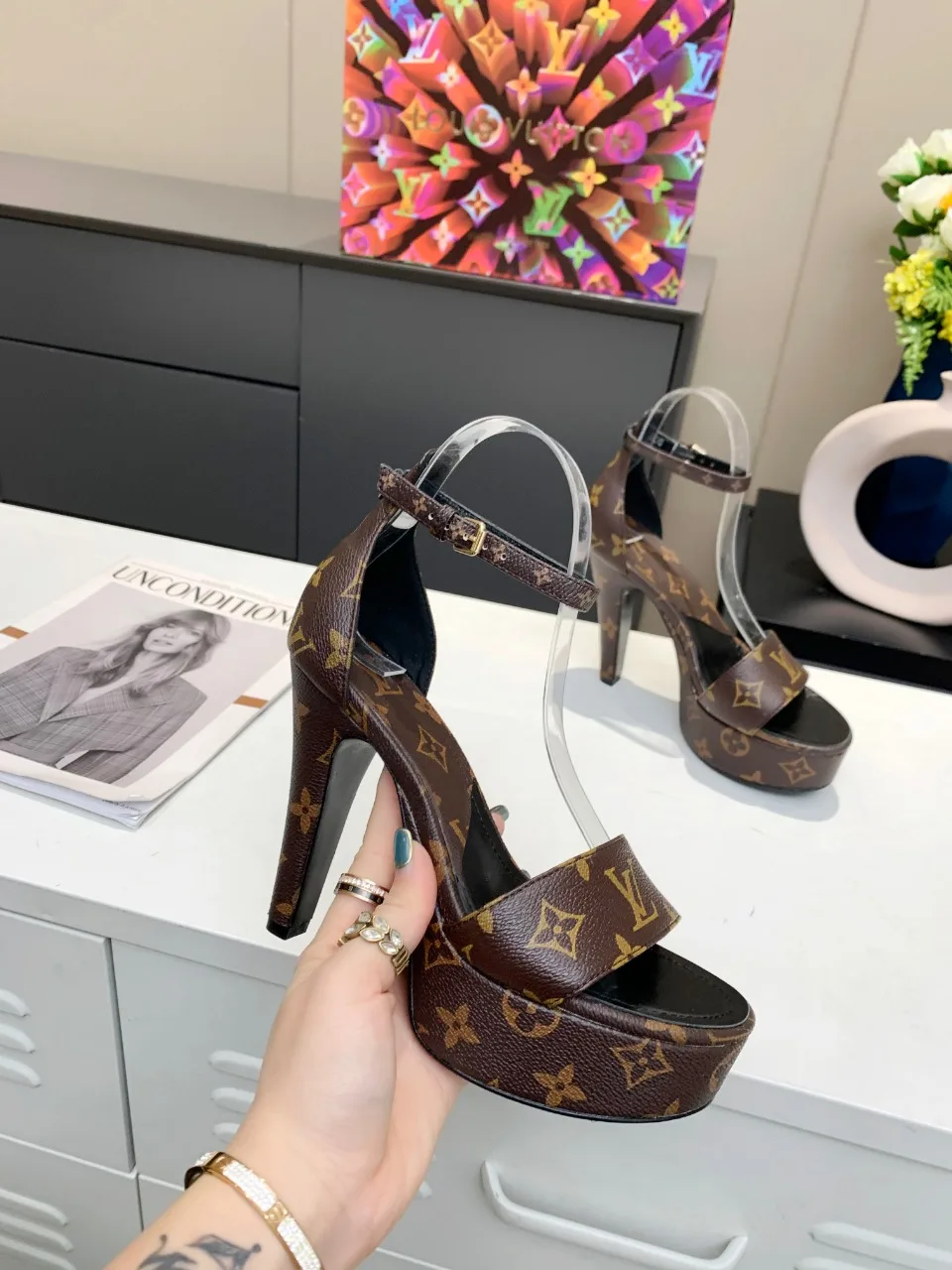Louis Vuitton Women’s Afterglow Platform Sandal Black And Brown - Image 5