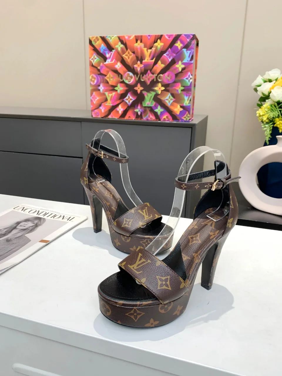 Louis Vuitton Women’s Afterglow Platform Sandal Black And Brown - Image 4