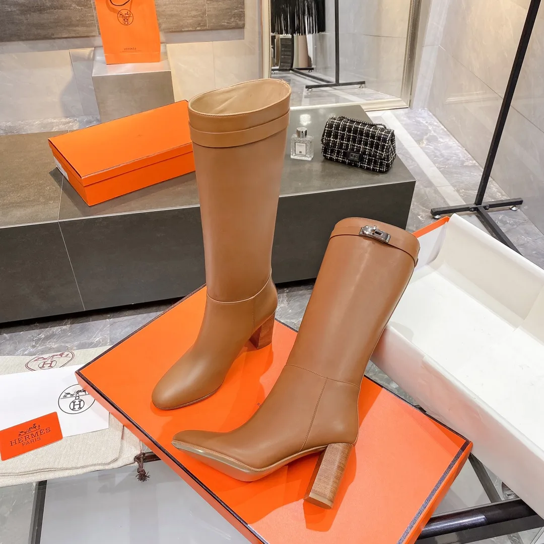 Hermes High Heel Boots Brown / - Image 7