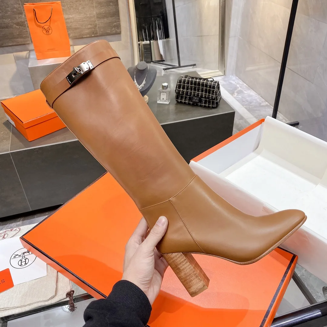 Hermes High Heel Boots Brown / - Image 6