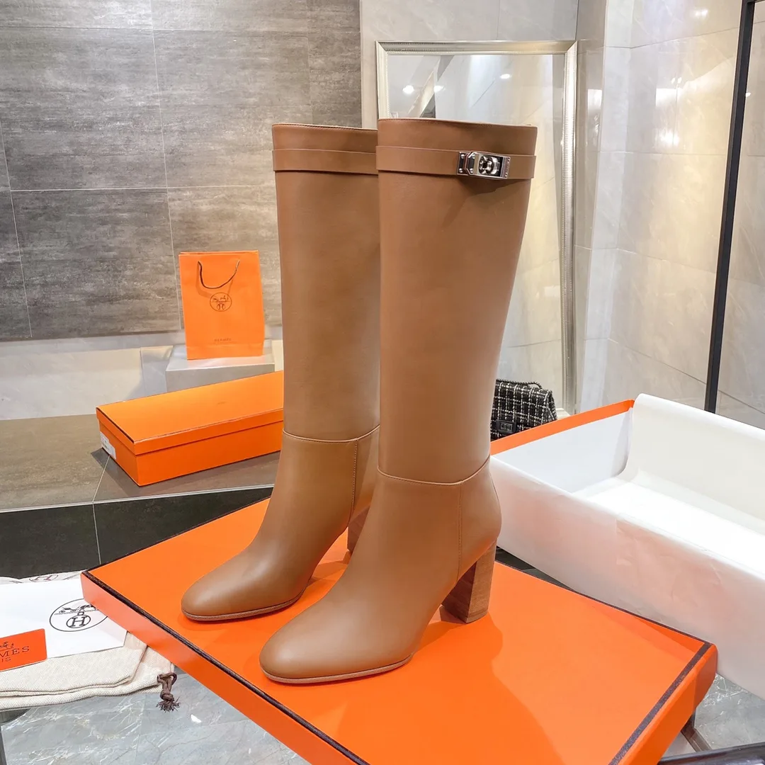 Hermes High Heel Boots Brown / - Image 4