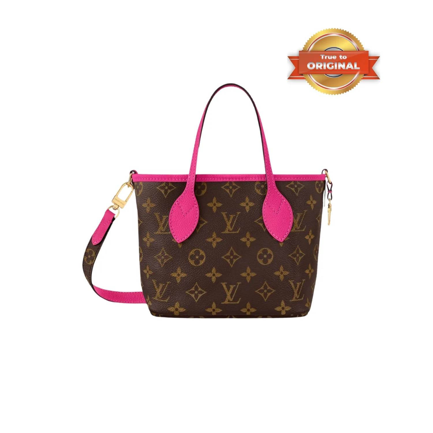 Louis Vuitton Neverfull Bandouliere Inside Out BB Tote Bag / Rose Pondichery Gold Hardware - Image 5