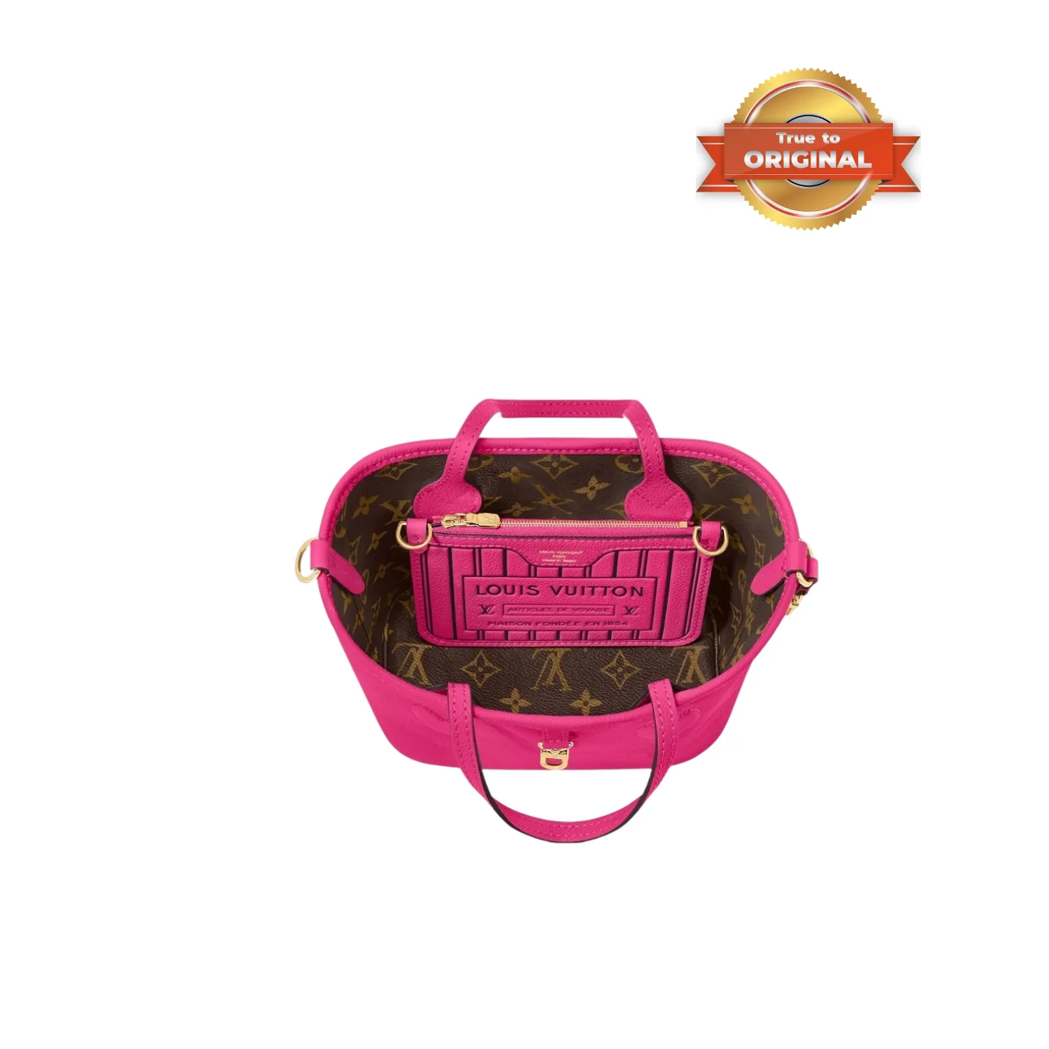 Louis Vuitton Neverfull Bandouliere Inside Out BB Tote Bag / Rose Pondichery Gold Hardware - Image 7