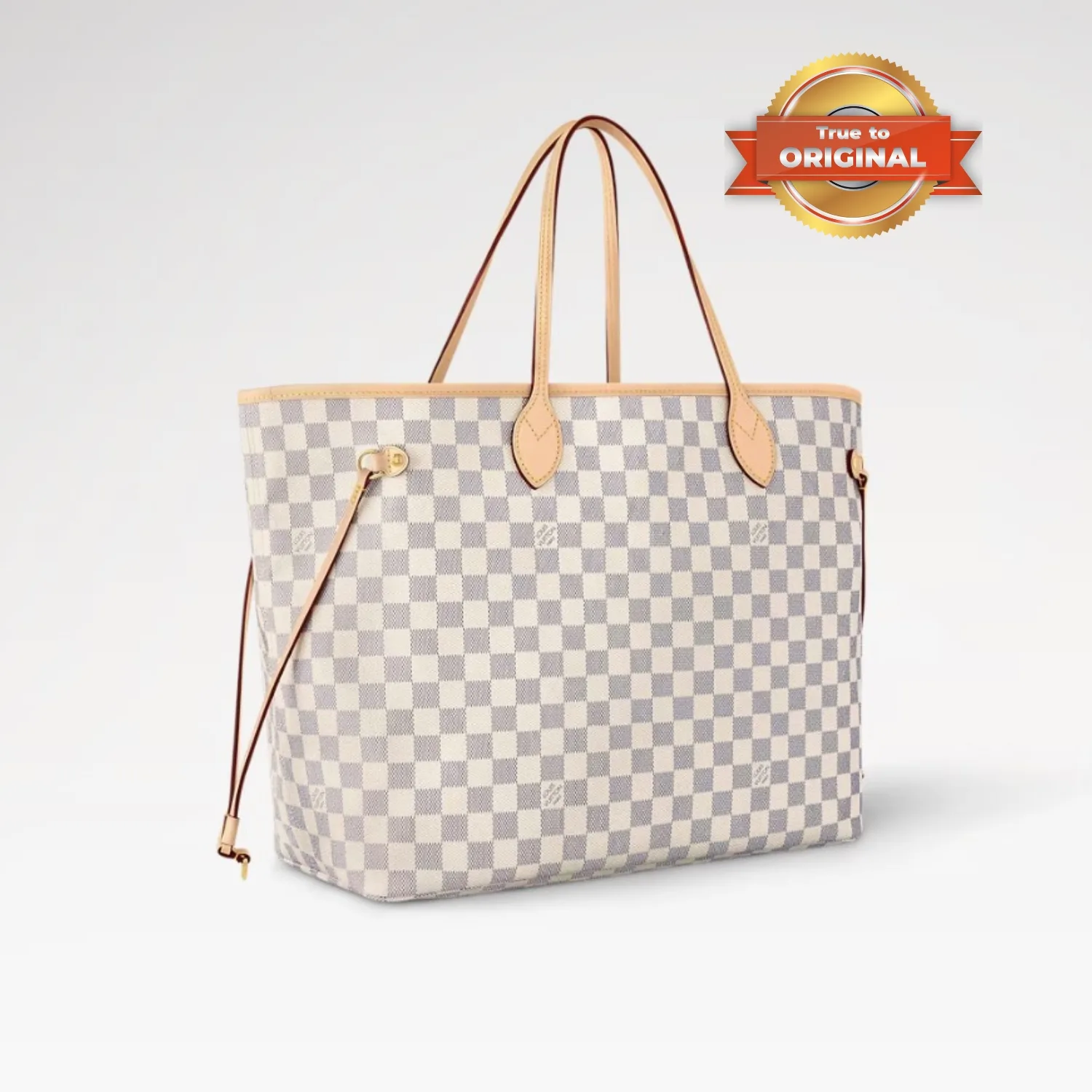 Louis Vuitton Neverfull GM Tote Bag / Beige Damier Azur Gold Hardware - Image 4