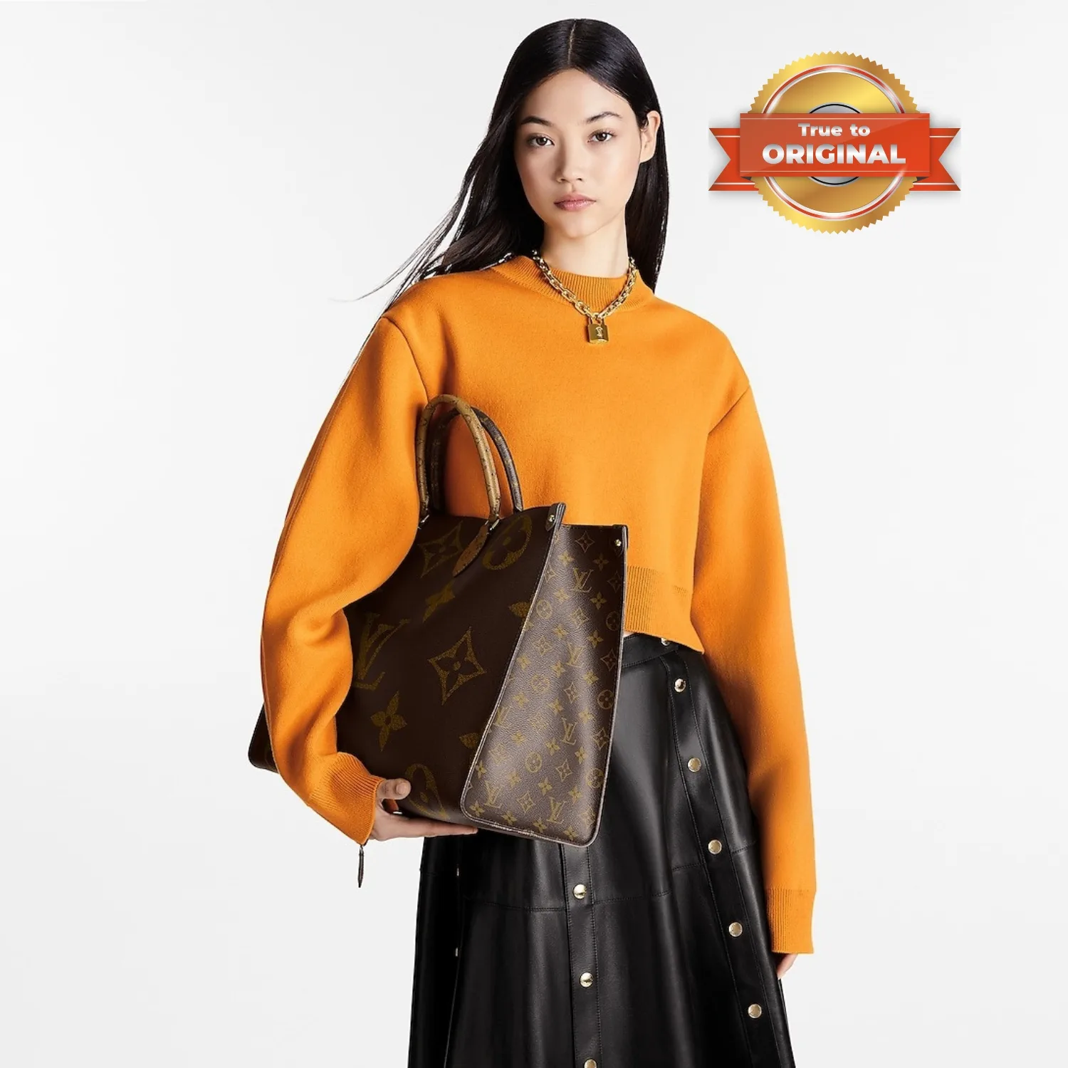 Louis Vuitton OnTheGo GM Tote Bag / Brown Gold Hardware - Image 9