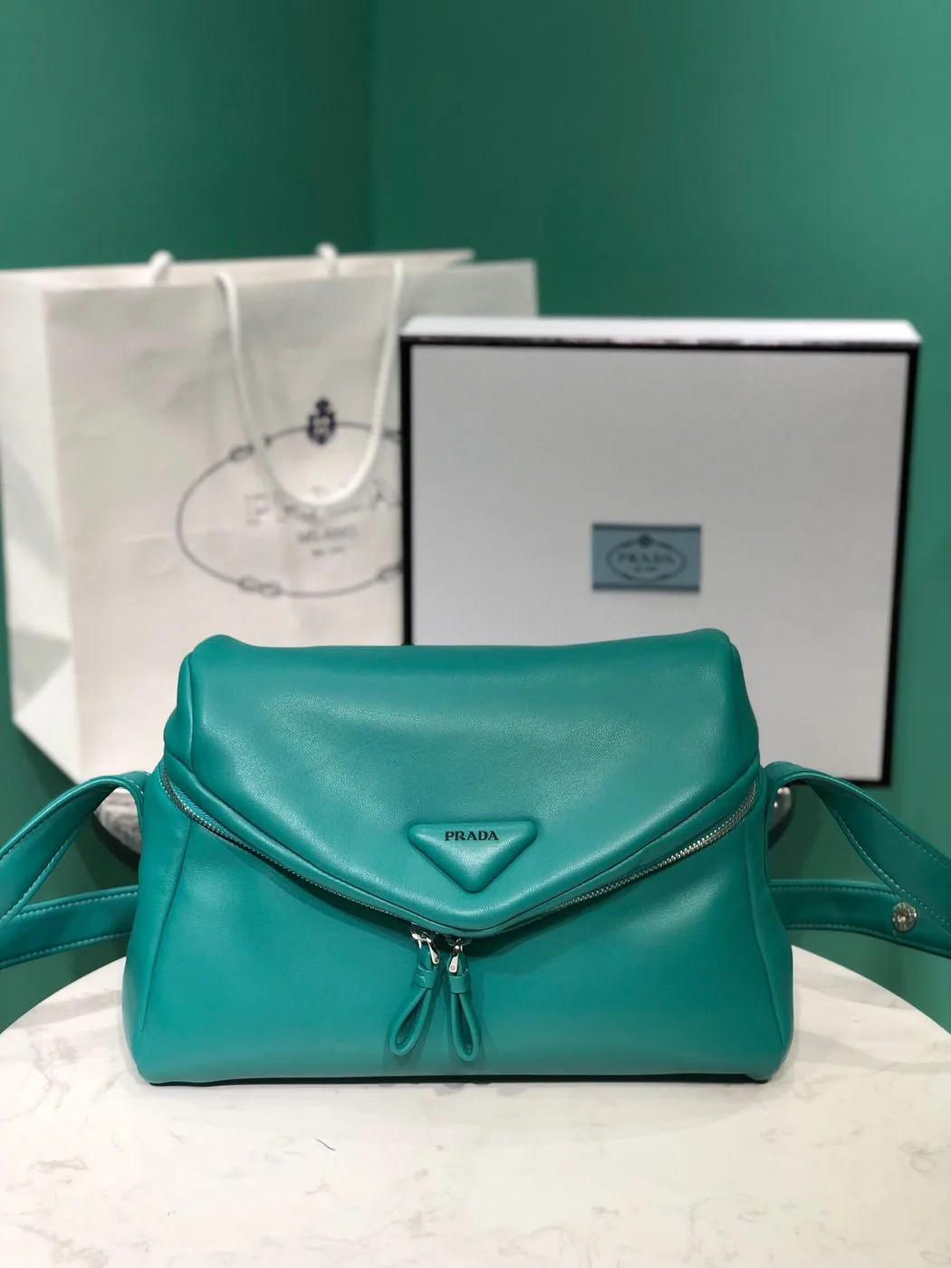 Prada Padded Nappa Prada Signaux Bag In Green / - Image 5