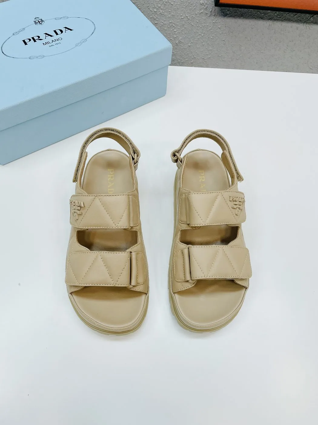 Prada Padded Nappa Sandals Beige / 1X721M_038_F0F24_F_020 - Image 5
