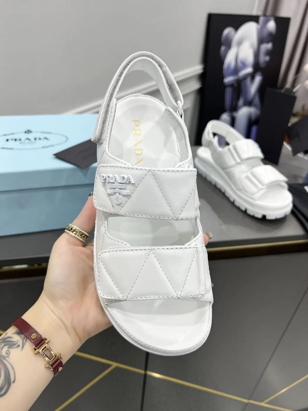 Alternative view of Prada Padded Nappa Sandals White / 1X721M_038_F0009_F_020