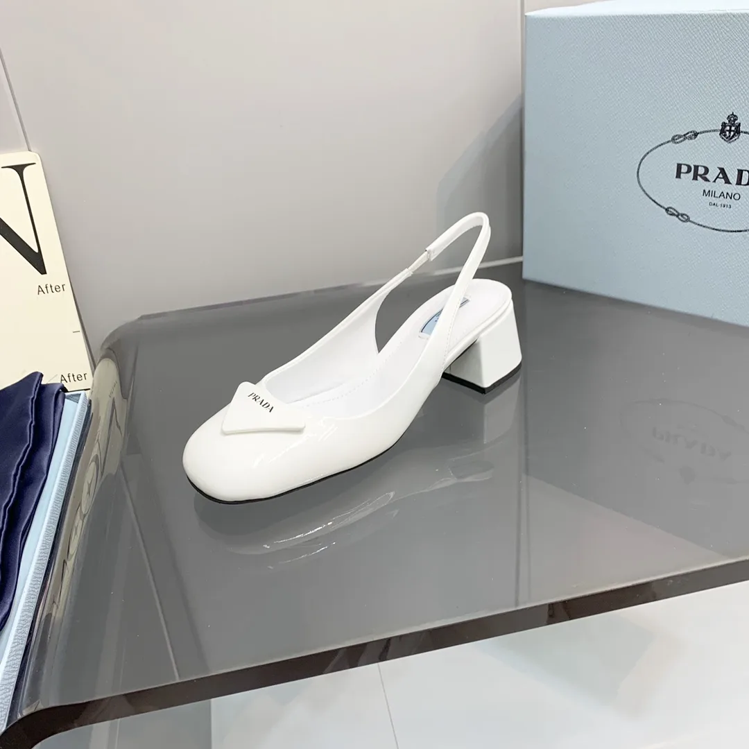 Alternative view of Prada Patent Slingback Pumps White /