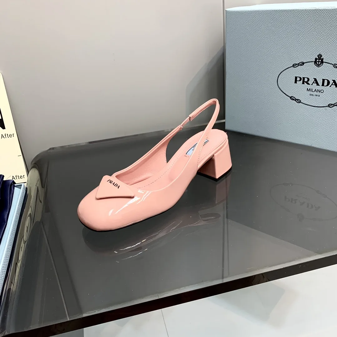 Prada Patent Slingback Pumps Light Pink / - Image 4