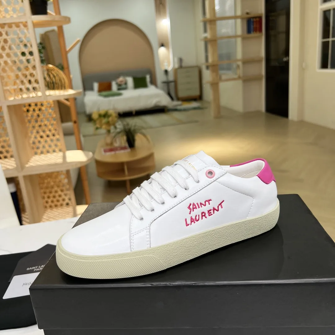 Saint Laurent Court Classic Sl/06 Embroidered Sneakers Pink YSL - Image 4
