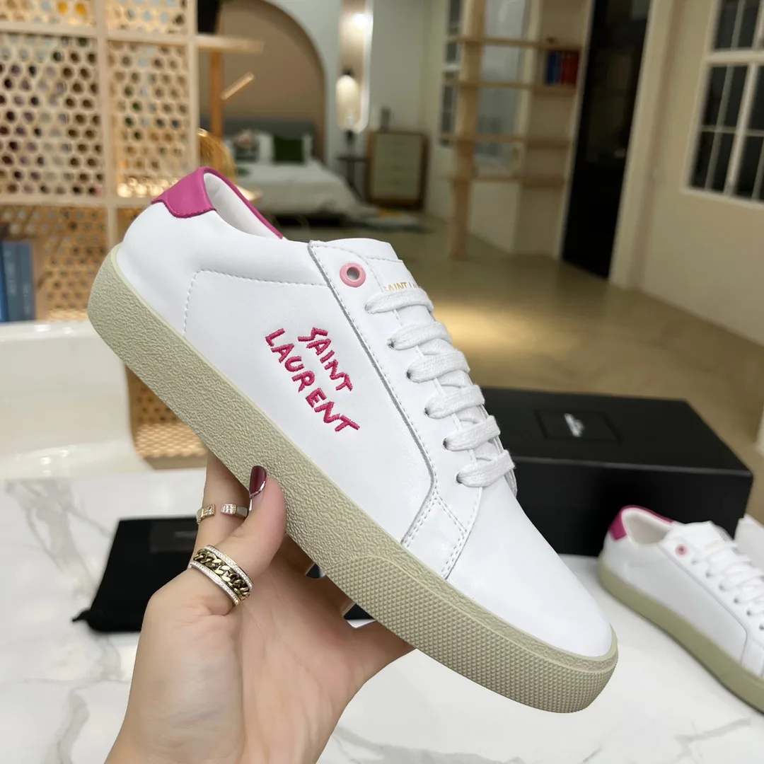 Saint Laurent Court Classic Sl/06 Embroidered Sneakers Pink YSL - Image 3