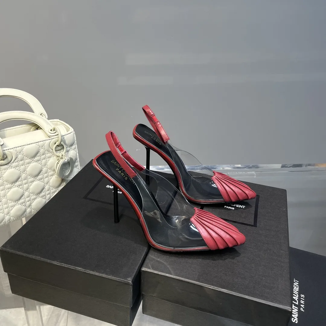 Saint Laurent Chica Slingback Pumps Dark Pink YSL - Image 5