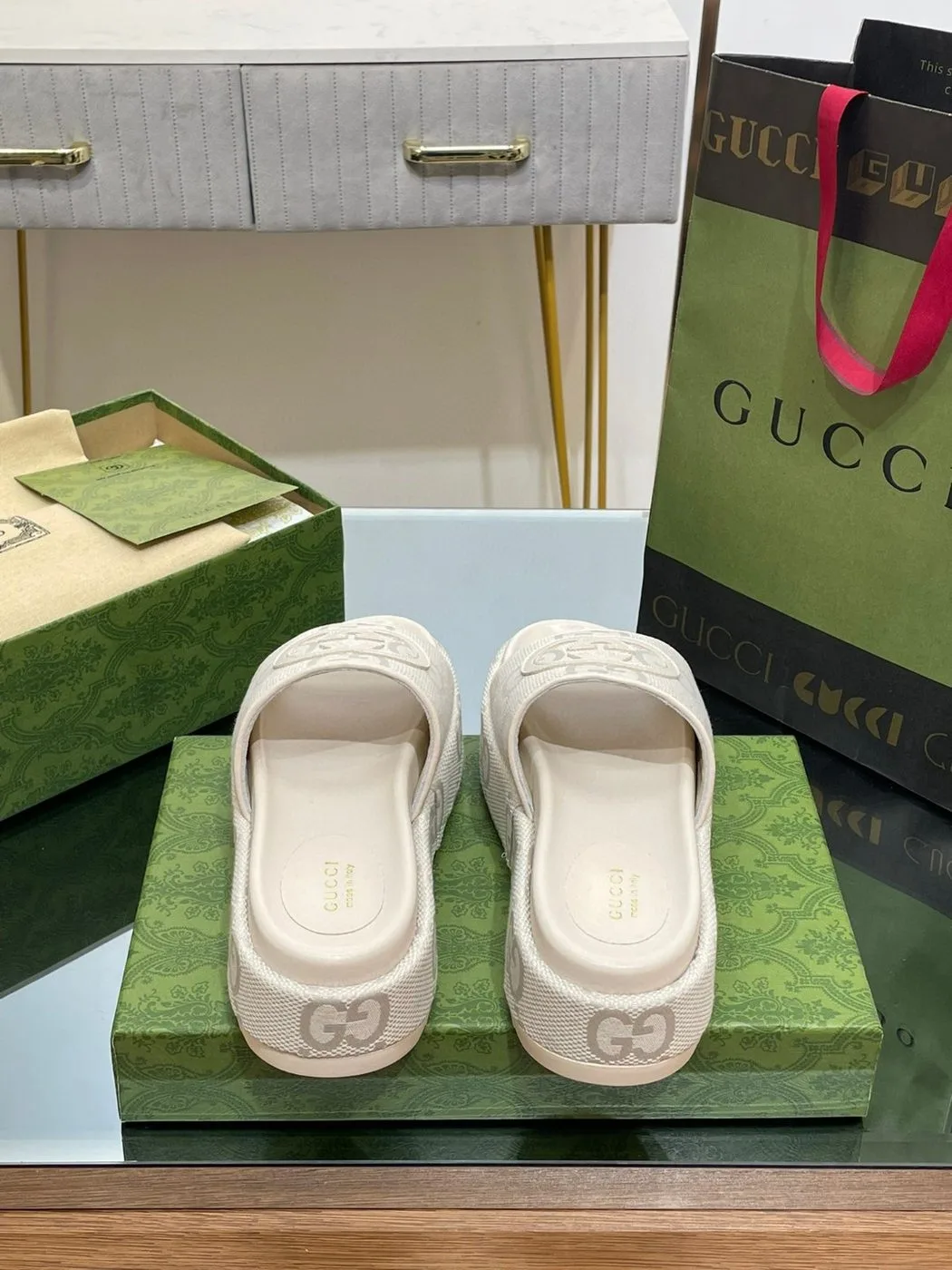 Alternative view of Gucci Platform Slide Sandal White