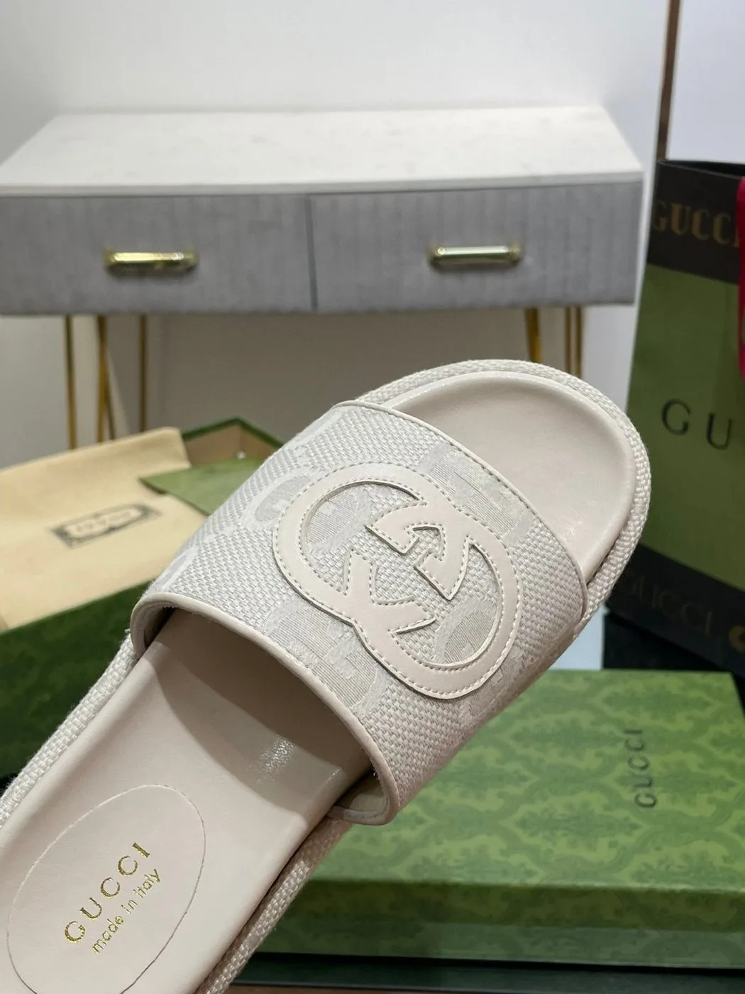 Gucci Platform Slide Sandal White - Image 4