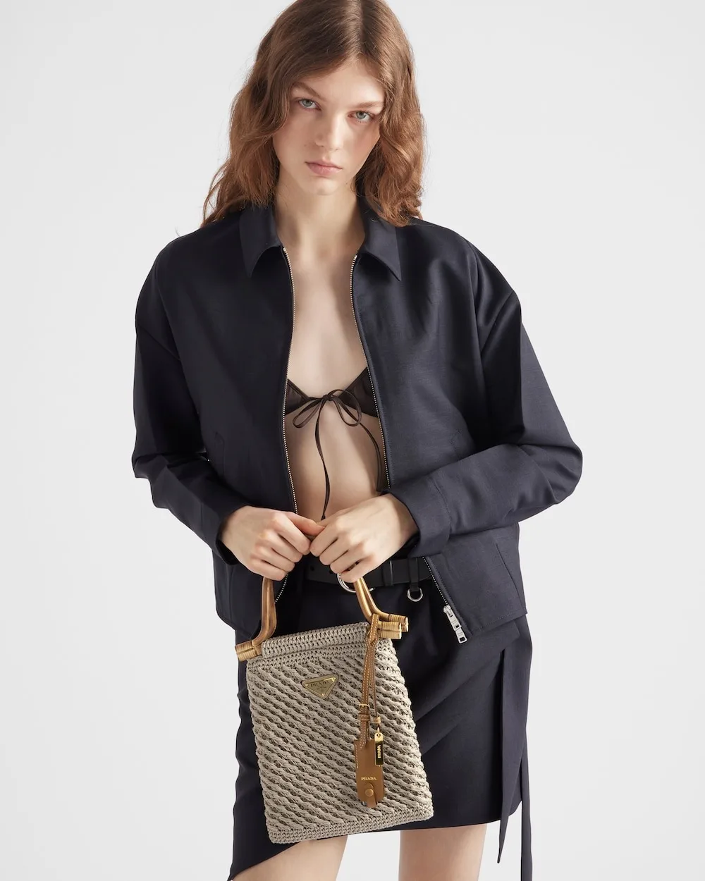 Prada Cotton Crochet Mini Cord Bag / 1BA461_2HG7_F0065_V_OOO - Image 7