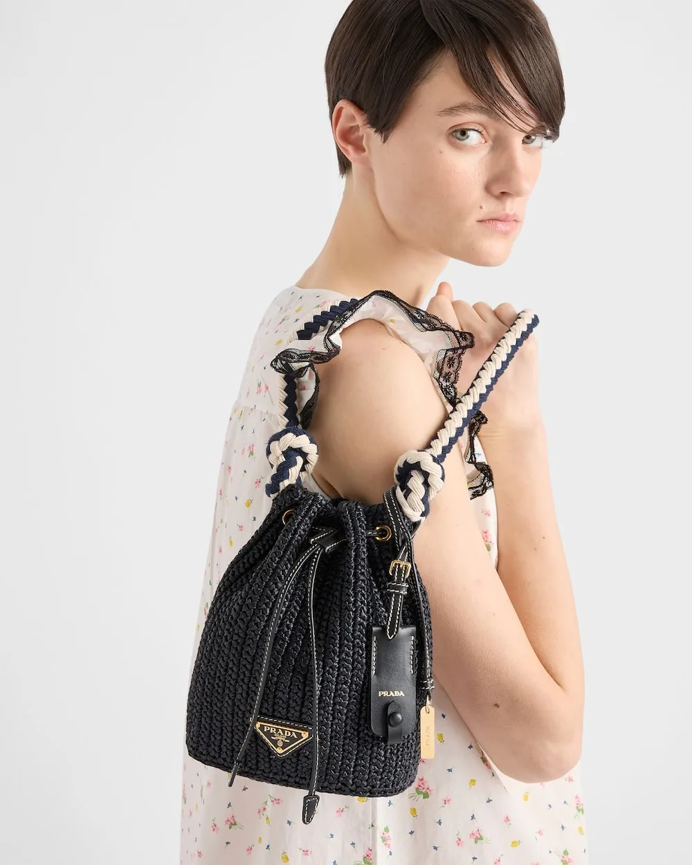 Prada Crochet Mini Bucket Bag / 1BE068_2MHA_F0002_V_OVZ - Image 4