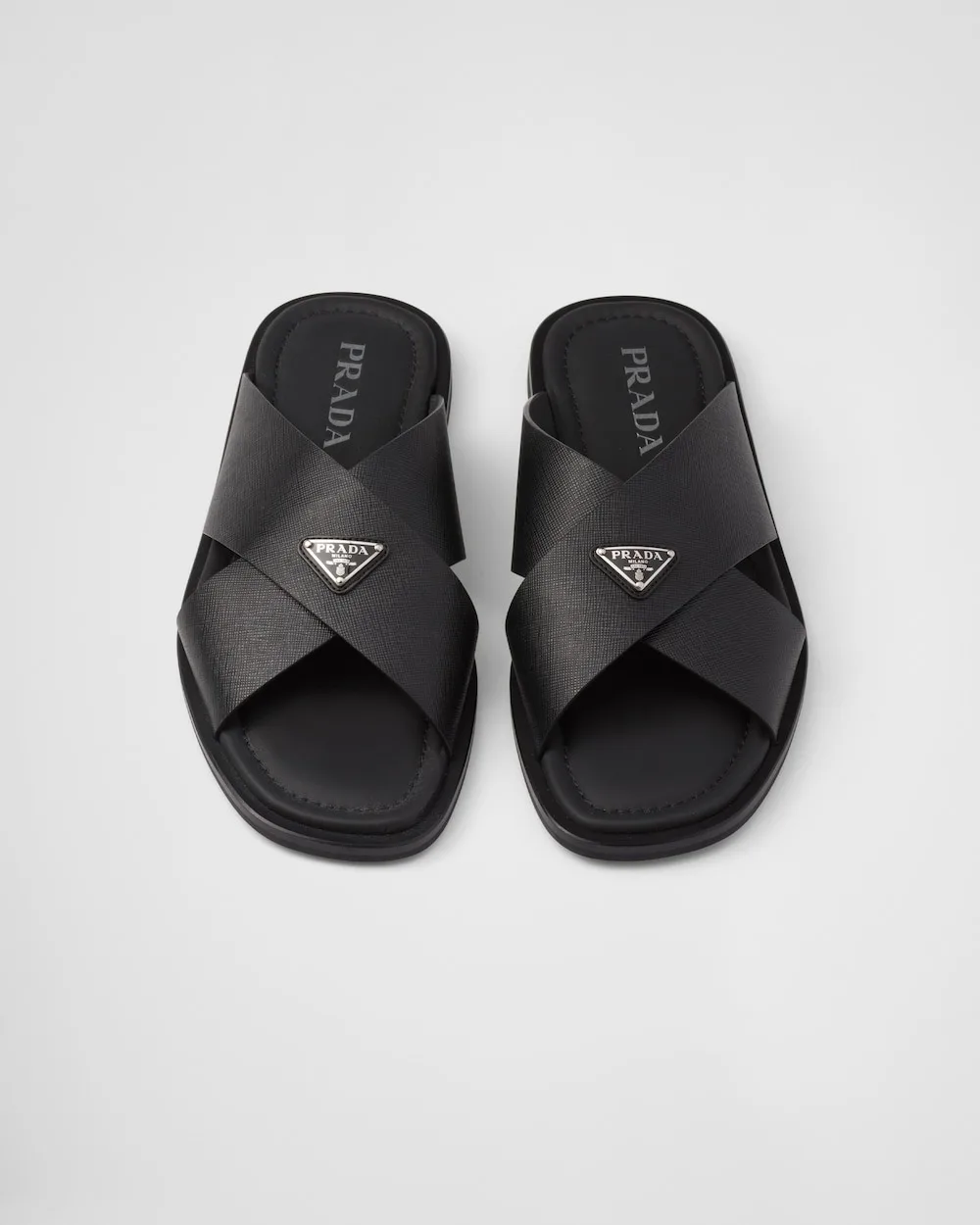 Prada Saffiano Crisscross Slides Black - 2X3081_053_F0002_F_X001 - Image 4