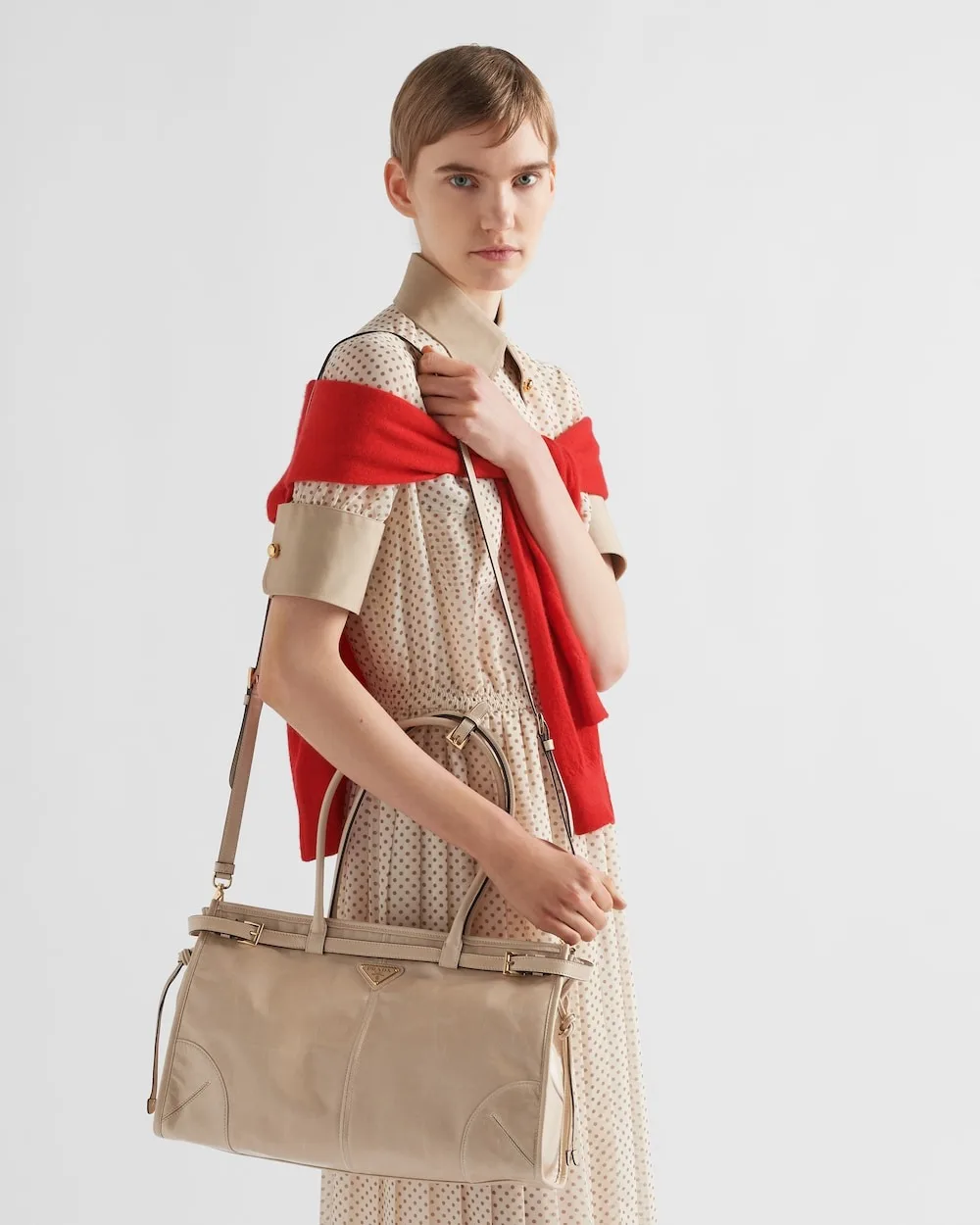 Prada Bonnie Large Handbag Bag Travertine / - 1BA433_2CYR_F03MV_V_MOO - Image 6