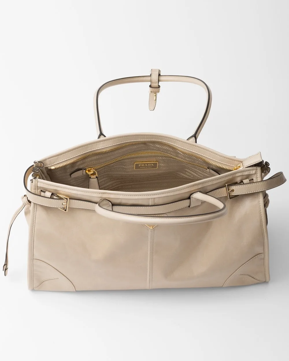 Prada Bonnie Large Handbag Bag Travertine / - 1BA433_2CYR_F03MV_V_MOO - Image 4