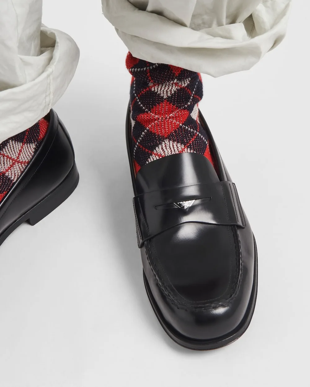 Alternative view of Prada Brushed Leather Loafers Black 2DB201_055_F0002_F_C000
