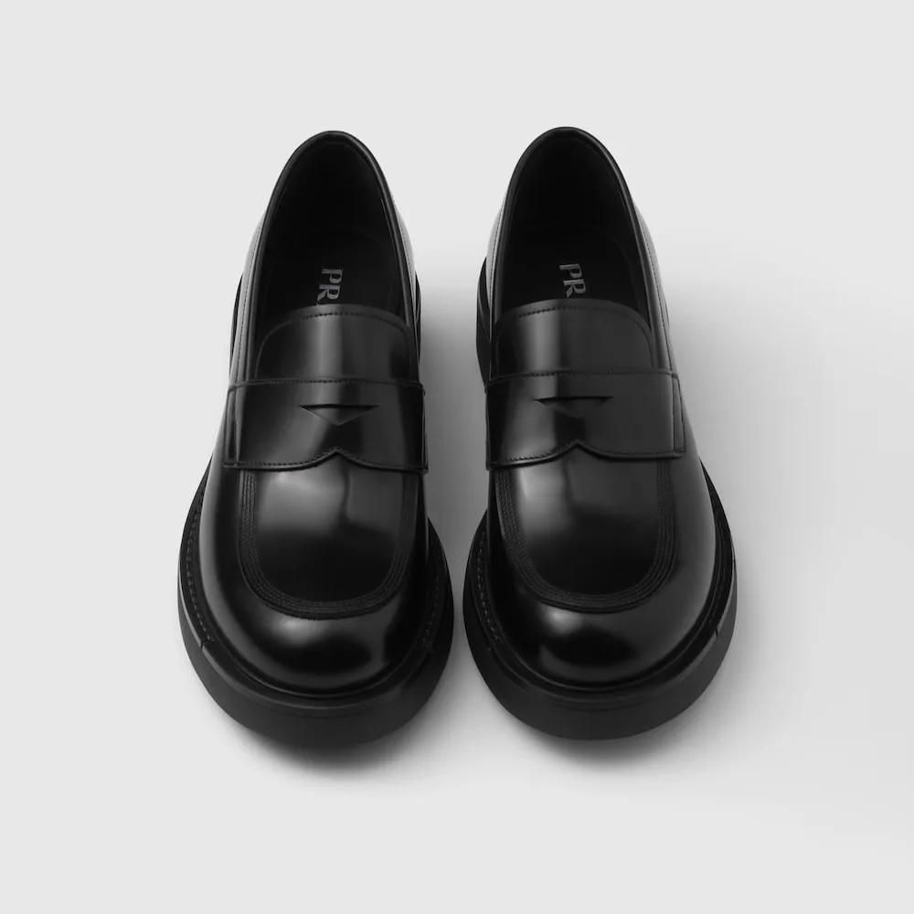 Prada Brushed Leather Loafers Black 2DG149_055_F0002 - Image 3