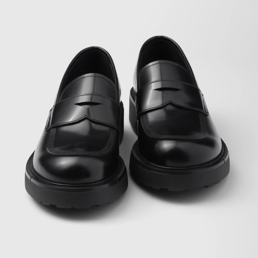 Prada Brushed Leather Loafers Black 2DG149_055_F0002 - Image 4