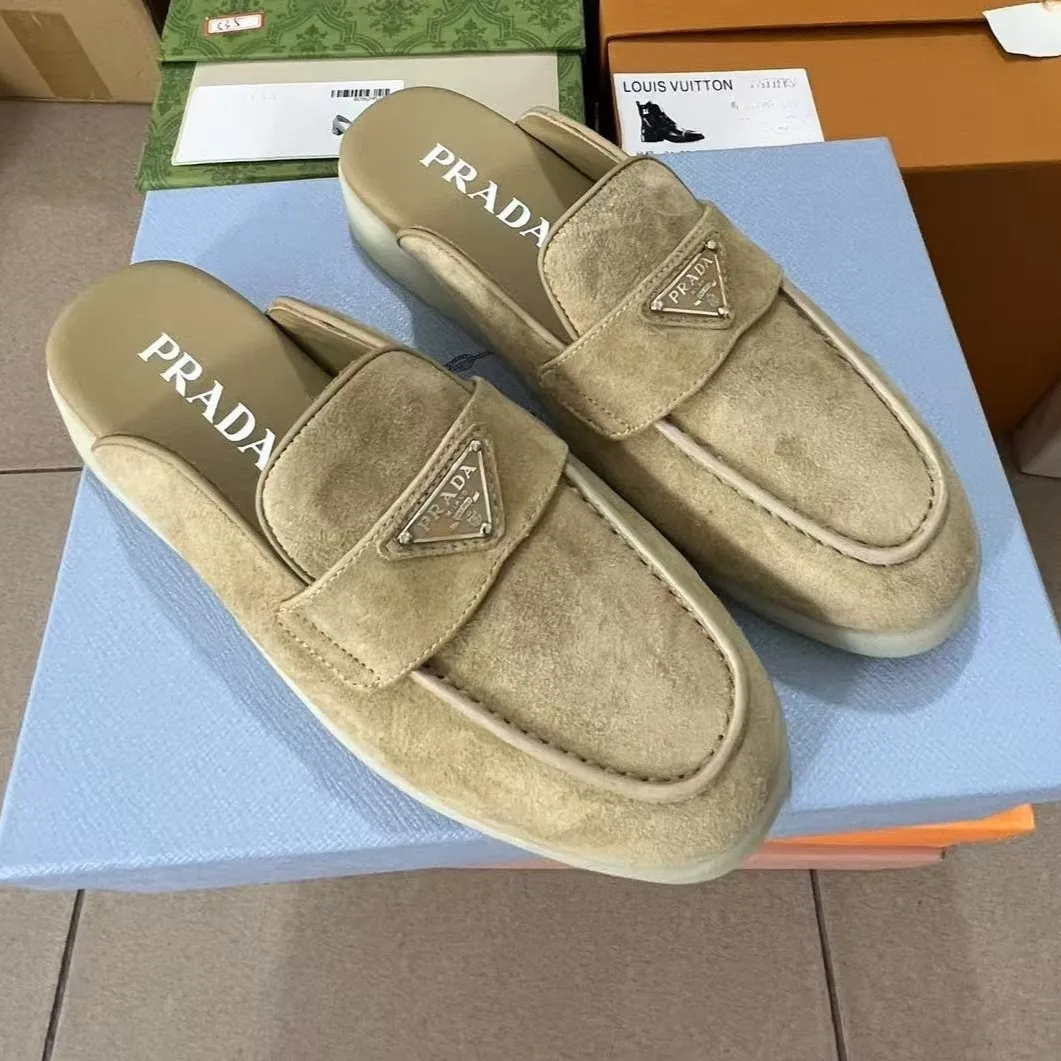 Alternative view of Prada Brushed Sabots Dark Beige