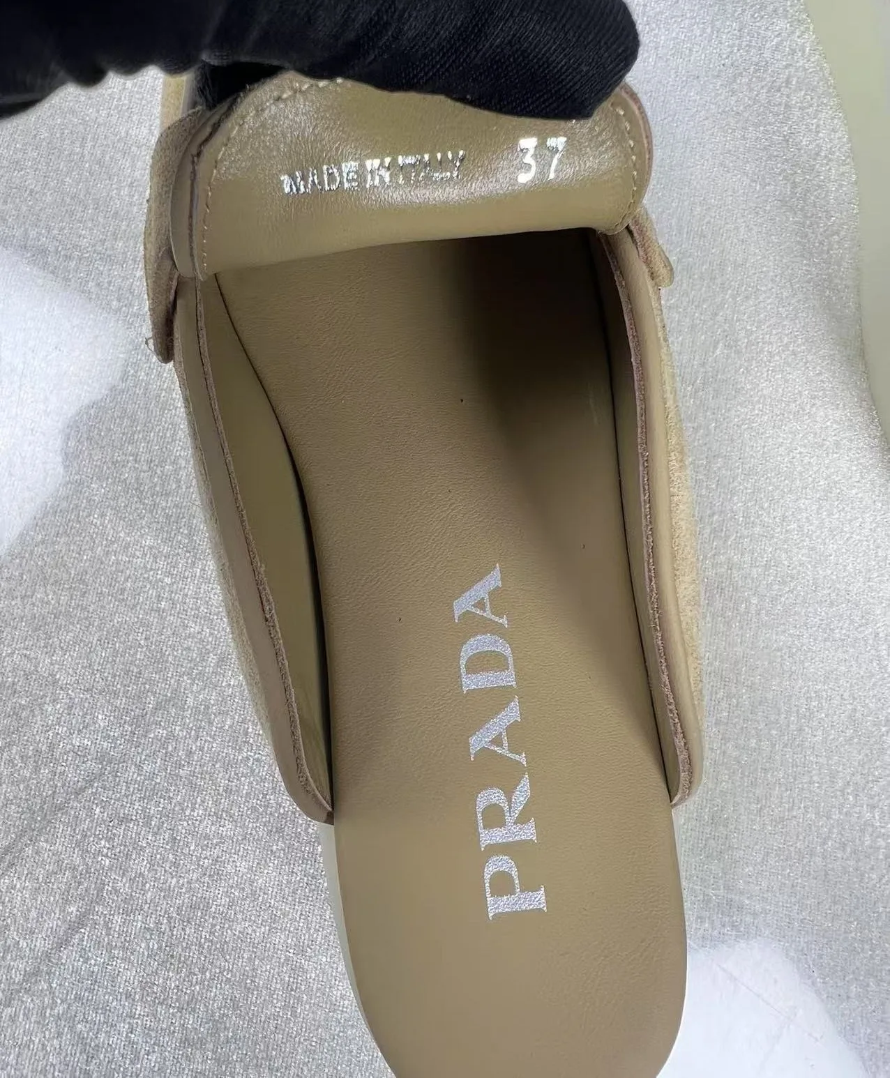 Prada Brushed Sabots Dark Beige - Image 6