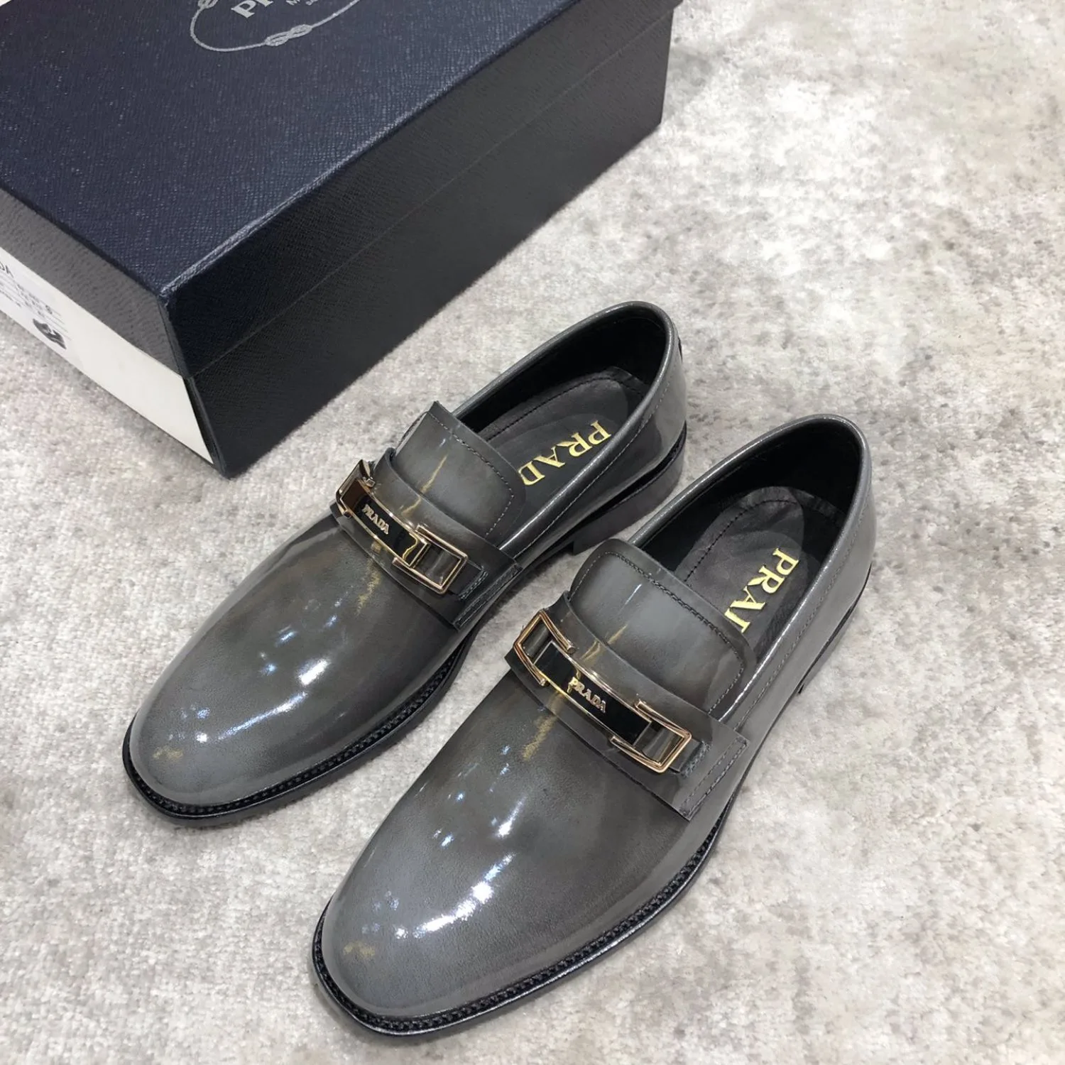 Prada Leather Loafer Grey - Image 6