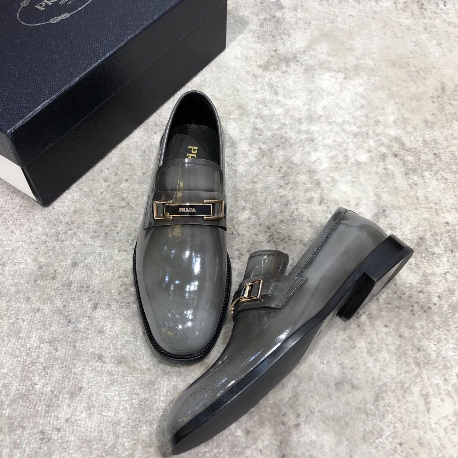 Prada Leather Loafer Grey - Image 5