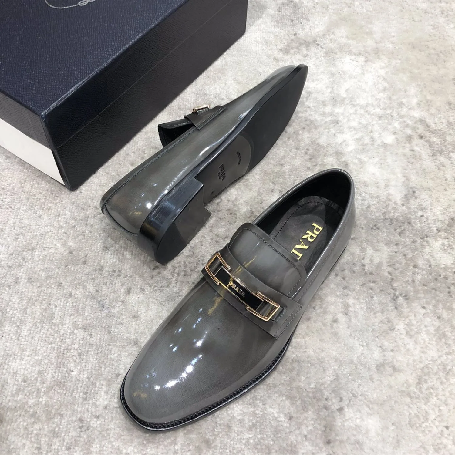 Prada Leather Loafer Grey - Image 4