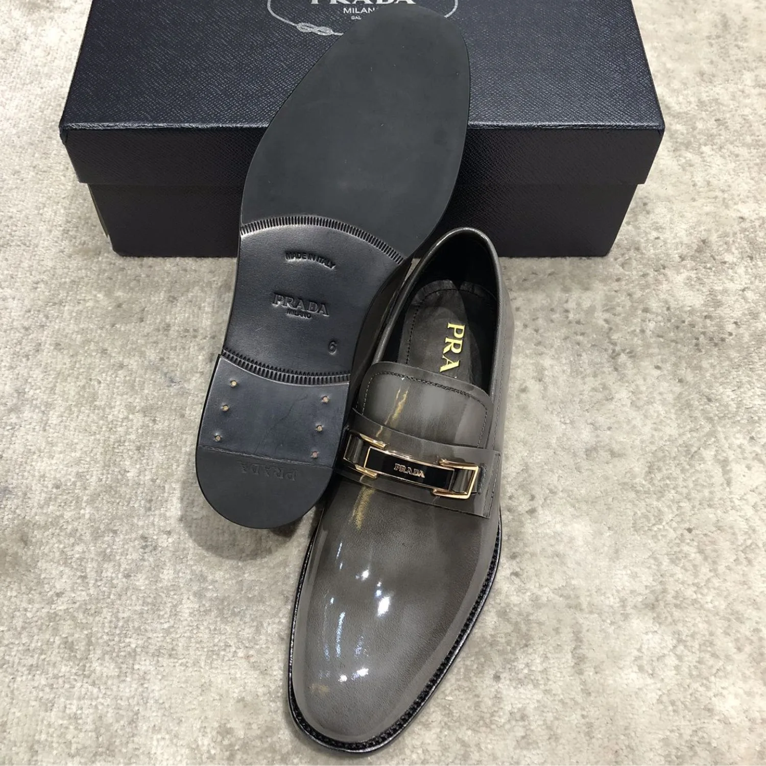 Prada Leather Loafer Grey - Image 3
