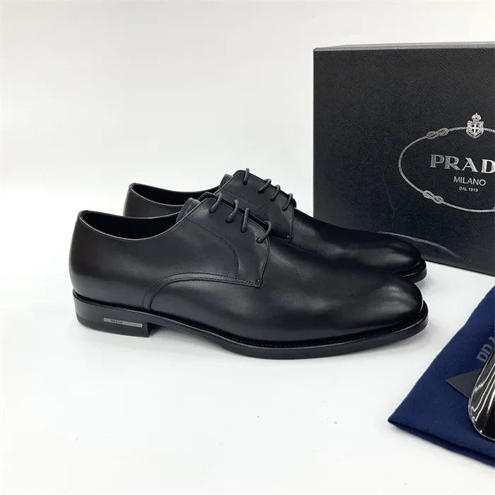 Alternative view of Prada Leather Lace-Up Loafers Black