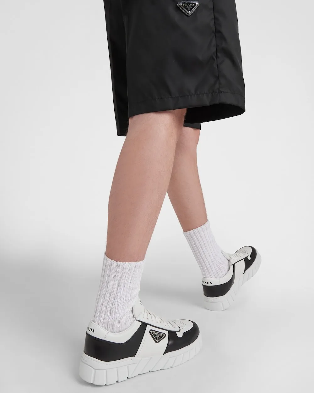 Alternative view of Prada Leather Sneakers White/Black 2EE378_3LJ6_F0964