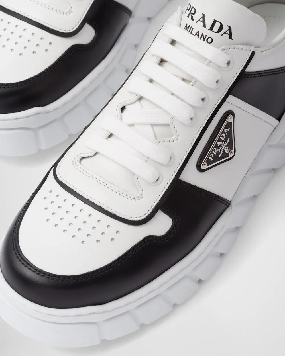 Prada Leather Sneakers White/Black 2EE378_3LJ6_F0964 - Image 6