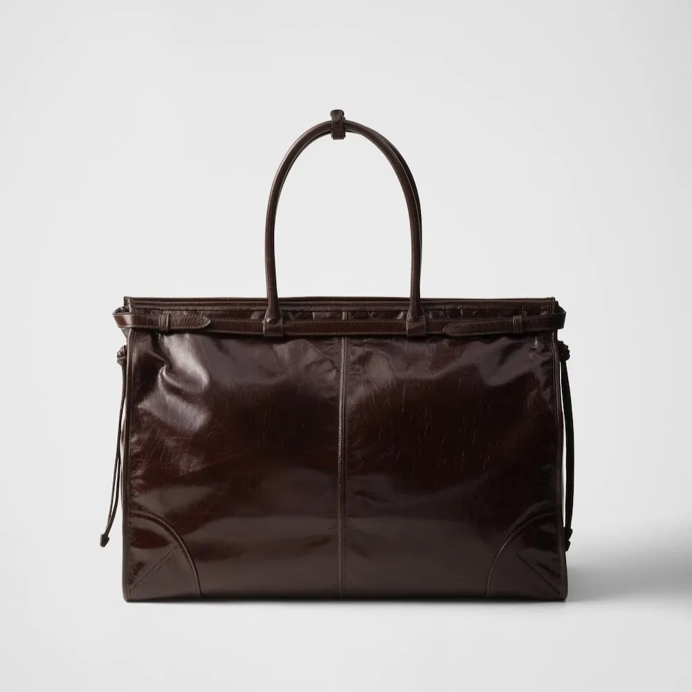 Alternative view of Prada Bonnie Leather Tote Bag Dark Brown / 2VG128_2CYR_F01D6_V_OOO