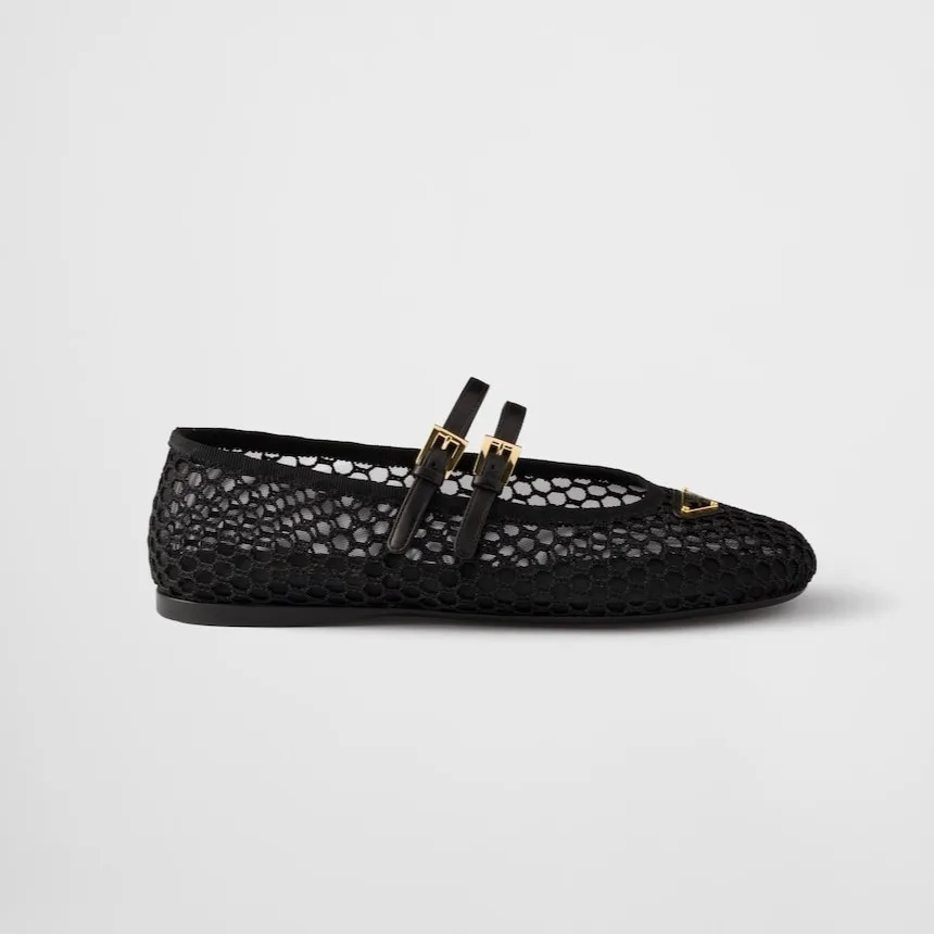 Prada Mesh Fabric Ballerinas Black 1F915N_099_F0002_F_005 - Image 3