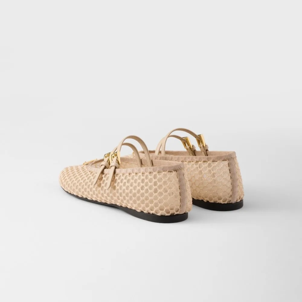 Prada Mesh Fabric Ballerinas Travertine Stone 1F915N_099_F0485_F_005 - Image 4