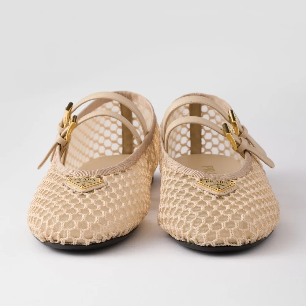 Prada Mesh Fabric Ballerinas Travertine Stone 1F915N_099_F0485_F_005 - Image 5